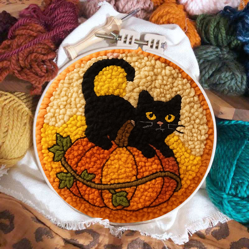 Black Kitten Punch Needle Kit - Cute Animal Craft | Perfect For Halloween Decor - image 3