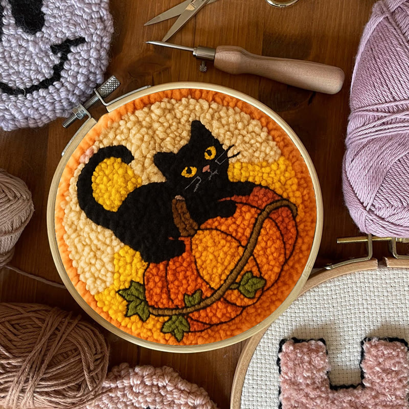 Black Kitten Punch Needle Kit - Cute Animal Craft | Perfect For Halloween Decor - image 2