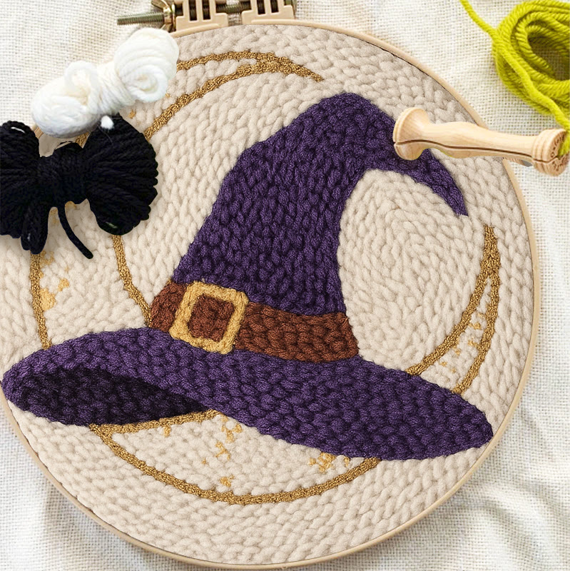 Witch Hat Punch Needle Kit - Halloween Handmade Craft | Unique Decorative Art  - image 2