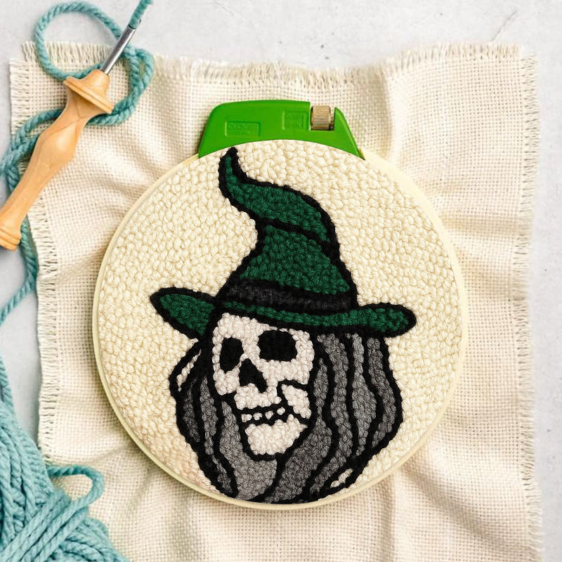 Spooky Wizard Punch Needle Kit - Halloween Skeleton Art | Nice Craft For Home Decor - image 3