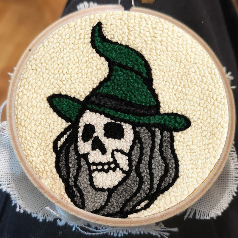 Spooky Wizard Punch Needle Kit - Halloween Skeleton Art | Nice Craft For Home Decor - image 2