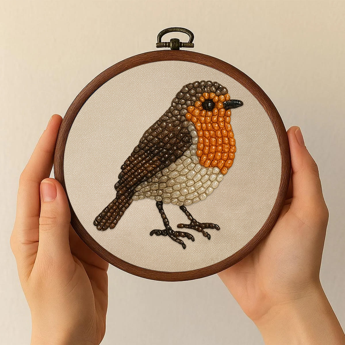 Rubbyoo Bead Embroidery Kit - Robin Bird | Diy Hoop Art | Perfect For Desk Ornament  - image 6