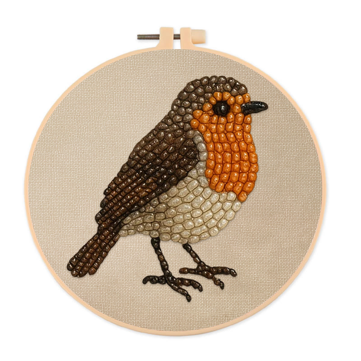 Rubbyoo Bead Embroidery Kit - Robin Bird | Diy Hoop Art | Perfect For Desk Ornament  - 15cm*15cm - image 1