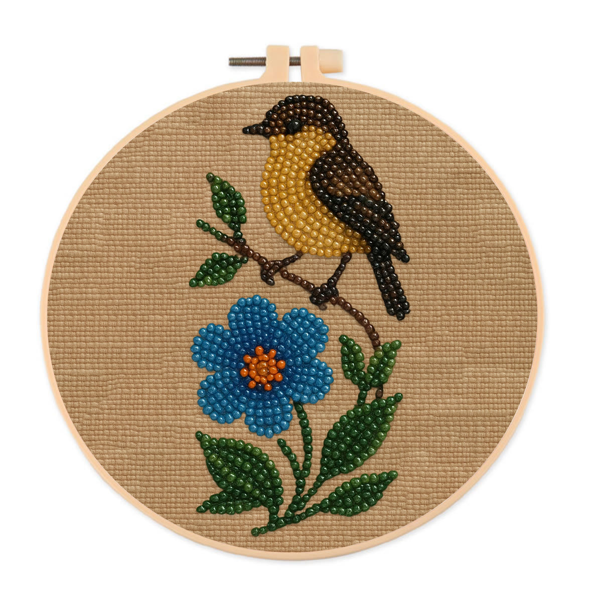 Rubbyoo Bead Embroidery Kit - Floral Bird | Beginner Needle Artcraft | Personalized Home Decor - 15cm*15cm - image 1