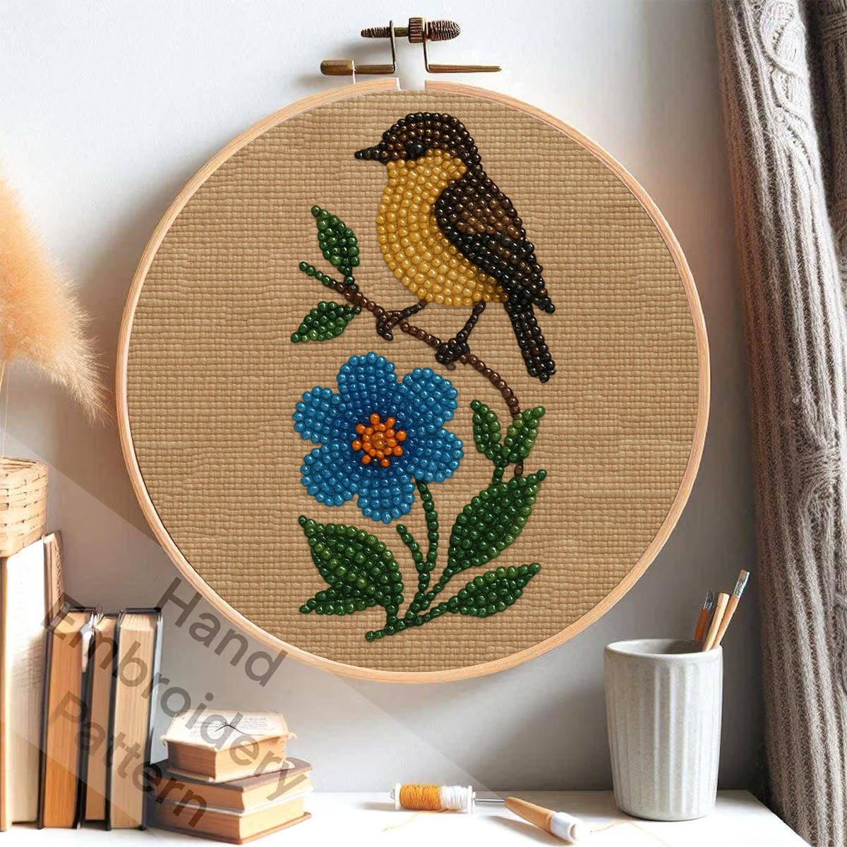Rubbyoo Bead Embroidery Kit - Floral Bird | Beginner Needle Artcraft | Personalized Home Decor - image 2