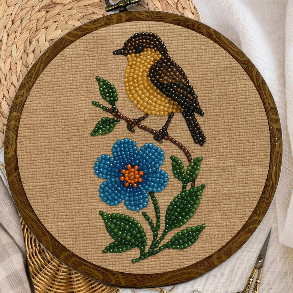 Rubbyoo Bead Embroidery Kit - Floral Bird | Beginner Needle Artcraft | Personalized Home Decor - image 5