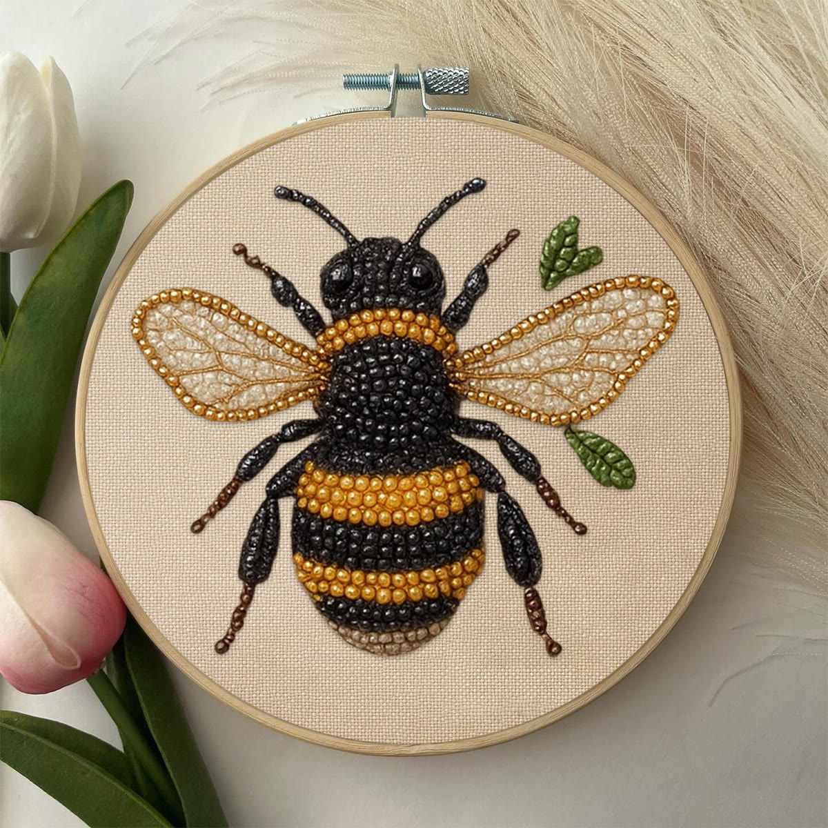 Rubbyoo Bead Embroidery Kit - Flying Bee | Diy Insects Craft | Handmade Decorative Art - image 7