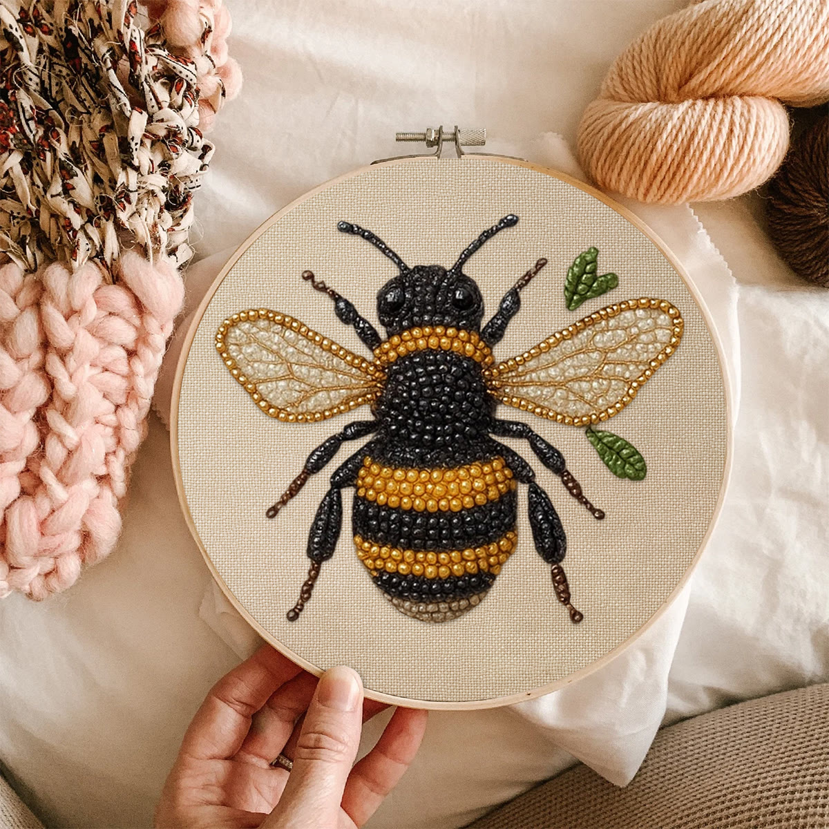 Rubbyoo Bead Embroidery Kit - Flying Bee | Diy Insects Craft | Handmade Decorative Art - image 2