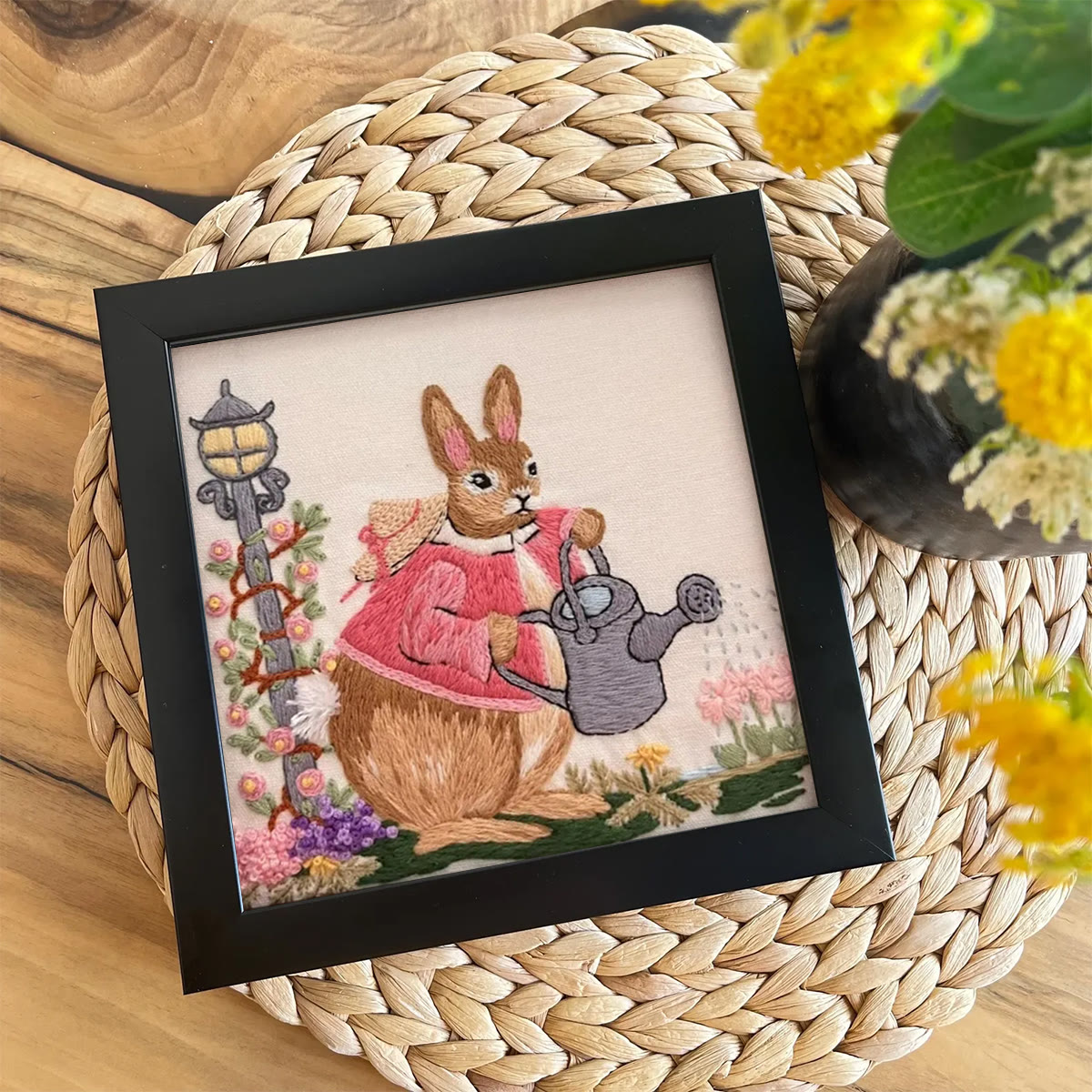 Rubbyoo Embroidery Kit - Watering Bunny | Adorable Animal Craft | Perfect Wall Ornament - image 6