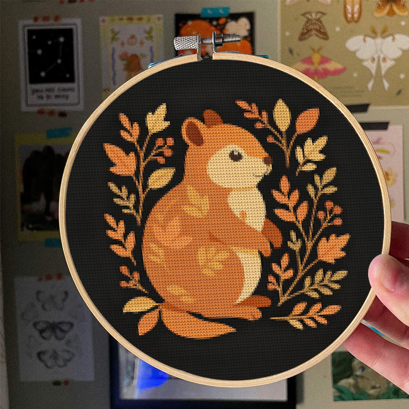  Cross Stitch Kit - Fall Squirrel | Halloween Autumn Craft |  Diy Animals Needlepoint - image 3