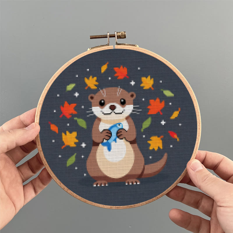  Cross Stitch Kit - Happy Otter | Autumn Home Ornament | Perfect Handicraft For Animal Lover - image 7