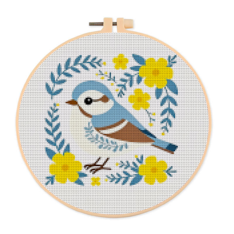  Cross Stitch Kit - Floral Bluebird | Charming Animal Art | Easy Stitching Craft - 20×20cm - image 1