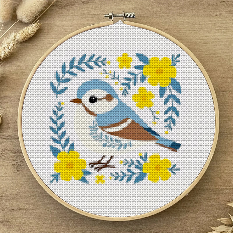  Cross Stitch Kit - Floral Bluebird | Charming Animal Art | Easy Stitching Craft - image 2