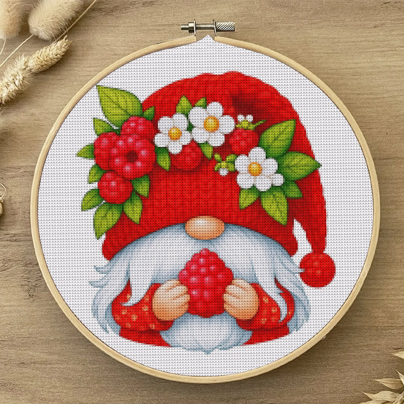  Cross Stitch Kit - Cherry Gnome | Christmas Wall Decor | Diy Floral Needle Art - image 6
