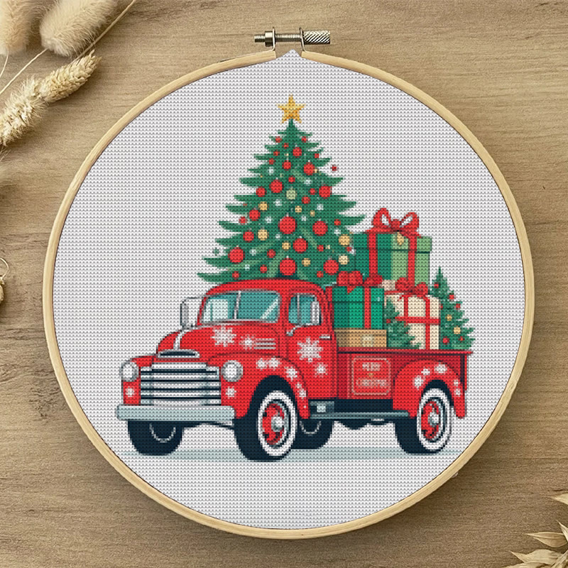  Cross Stitch Kit - Christmas Truck | Diy Holiday Needlework |  Perfect Wall Decoration - image 3