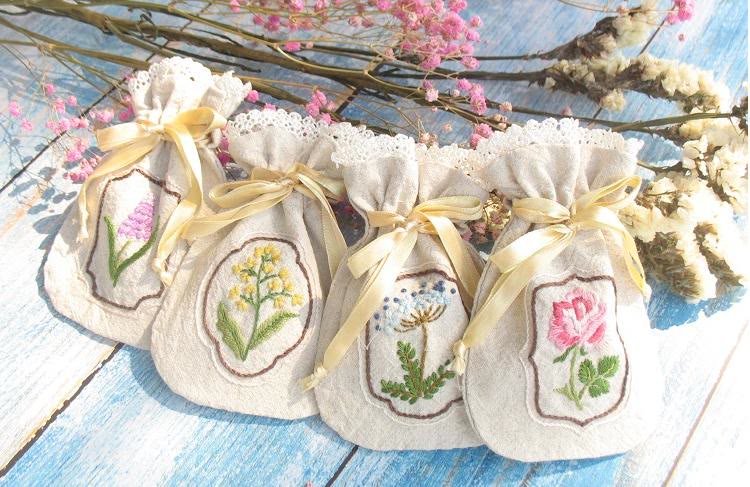 Embroidery Mini Drawstring Pouch Kit | Unique Floral Craft | Perfect Birthday Gift For Her - image 14