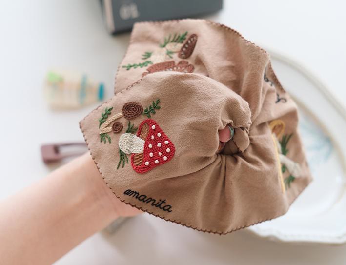Embroidery Square Scrunchie Kit | Handmade Hair Accessories |  Personalized Gift For Her - Mushrooms - image 6
