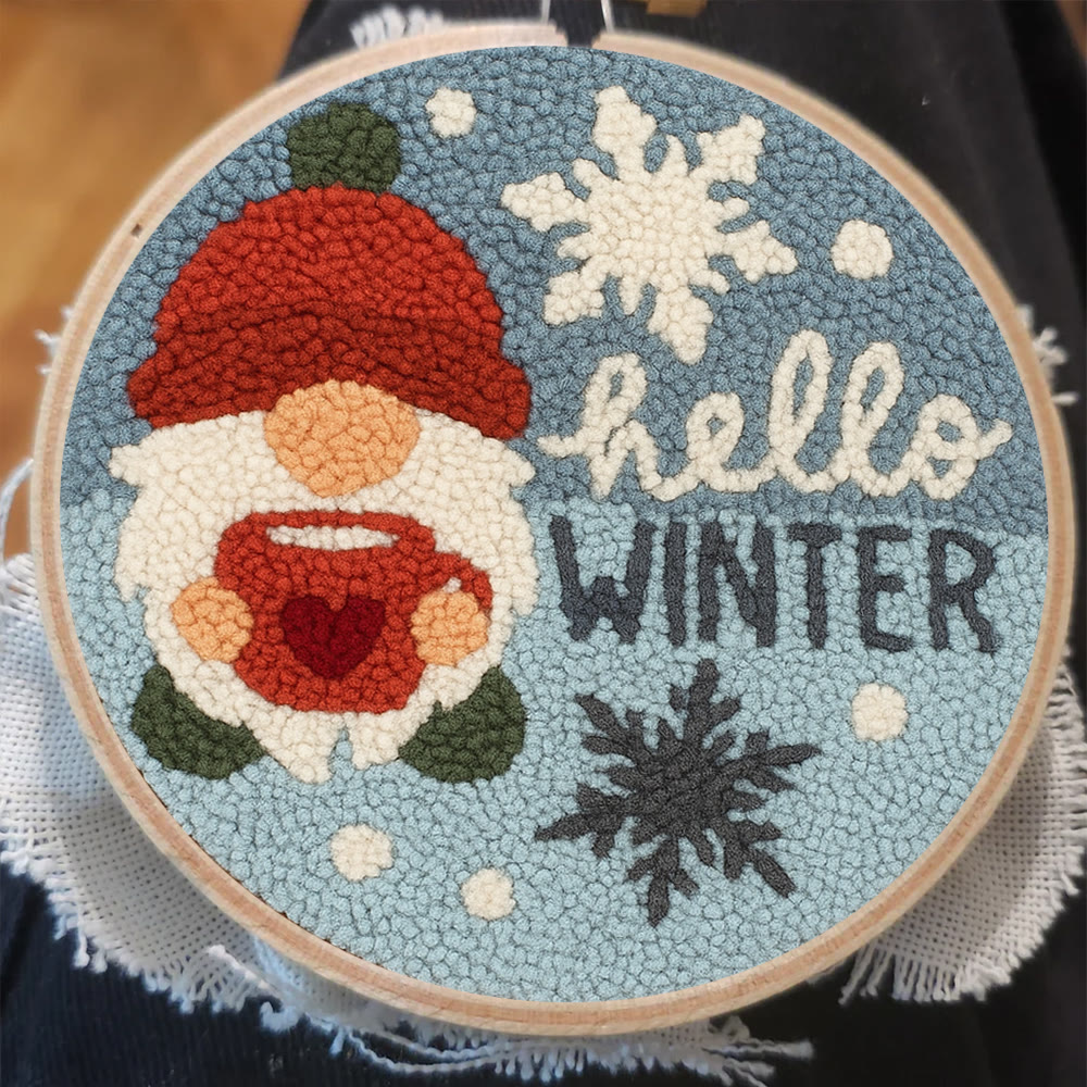 Winter Gnome Punch Needle Kit - Diy Christmas Handicraft | Unique Winter Decoration  - image 2
