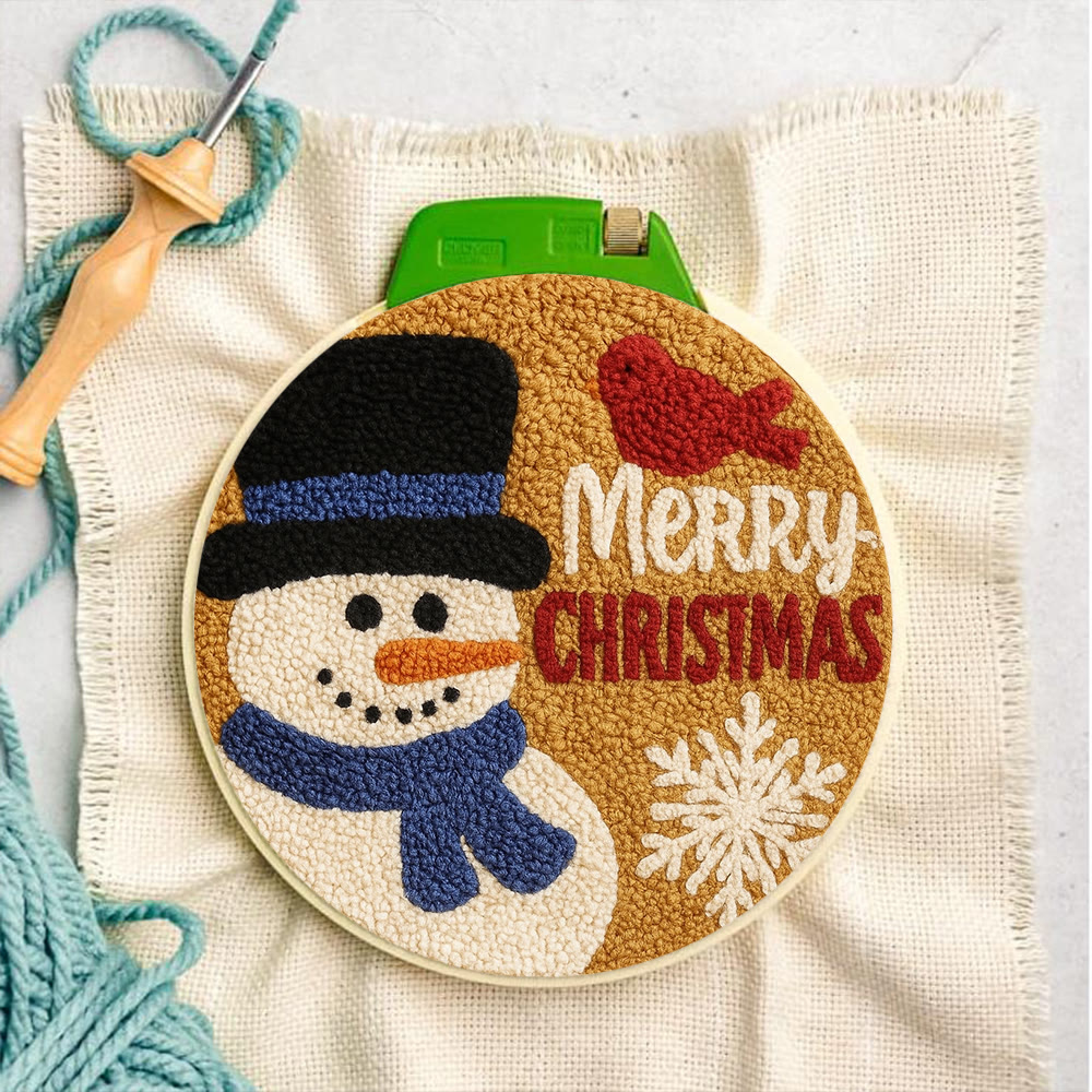 Merry Christmas Punch Needle Kit - Creative Yarn Craft | Handmade Holiday Ornament - image 8