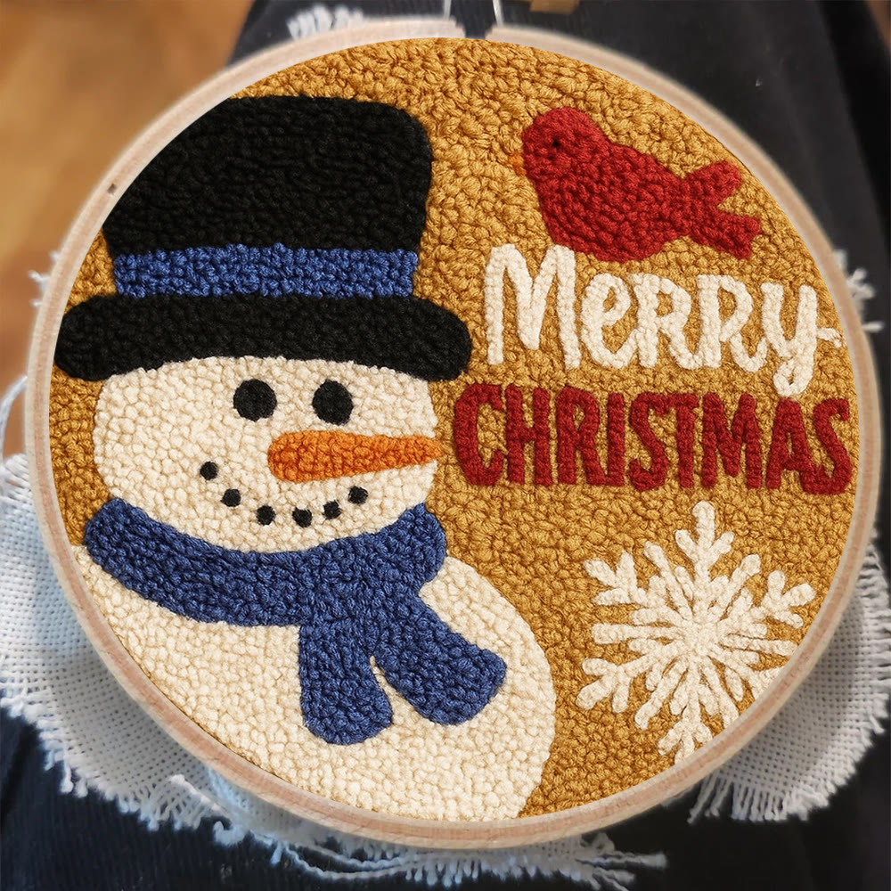 Merry Christmas Punch Needle Kit - Creative Yarn Craft | Handmade Holiday Ornament - image 3