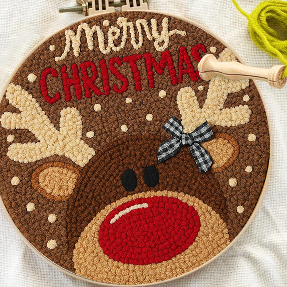  Christmas Reindeer Punch Needle Kit - Diy Christmas Coaster | Unique Housewarming Handicraft - image 3