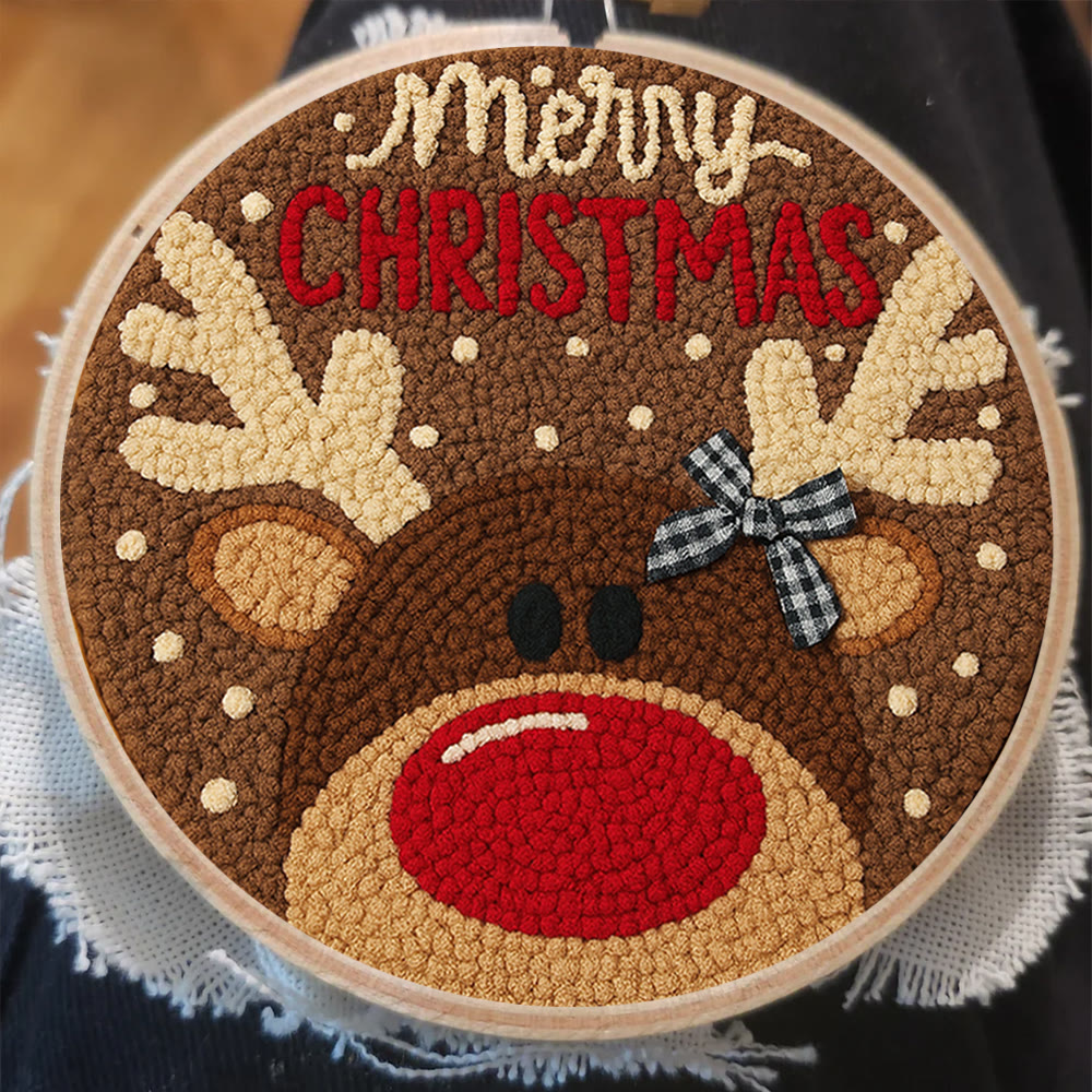  Christmas Reindeer Punch Needle Kit - Diy Christmas Coaster | Unique Housewarming Handicraft - image 2