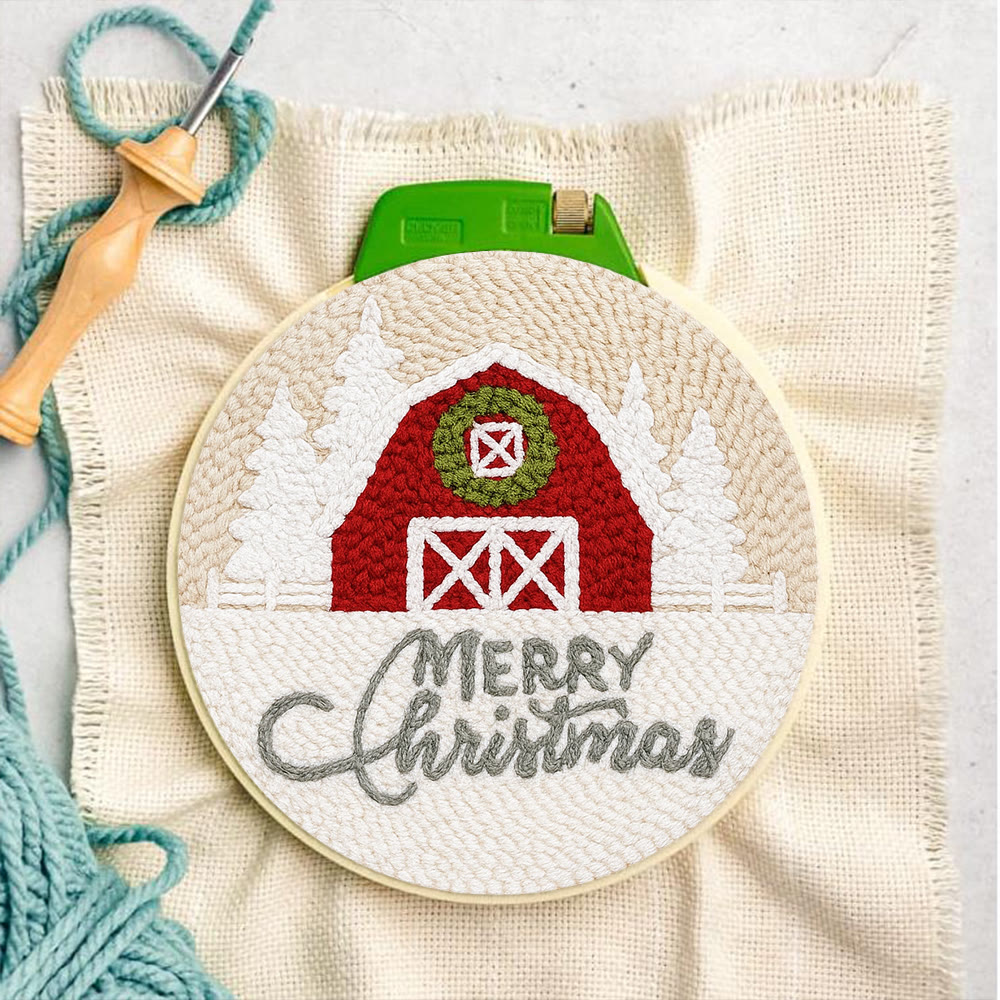 Winter Snow View Punch Needle Kit - Diy Hoop Art |  Handmade Wall Hanging Decor - image 3