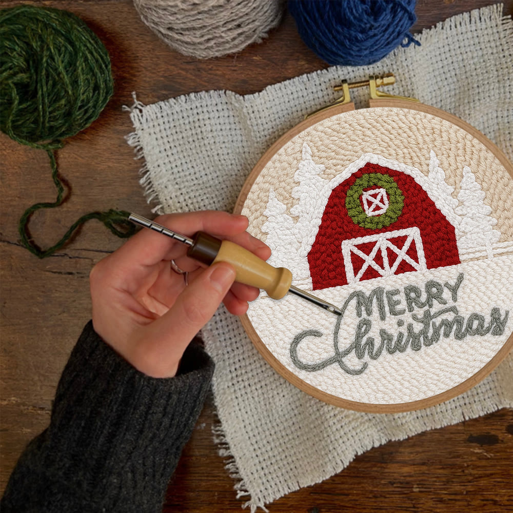 Winter Snow View Punch Needle Kit - Diy Hoop Art |  Handmade Wall Hanging Decor - image 2