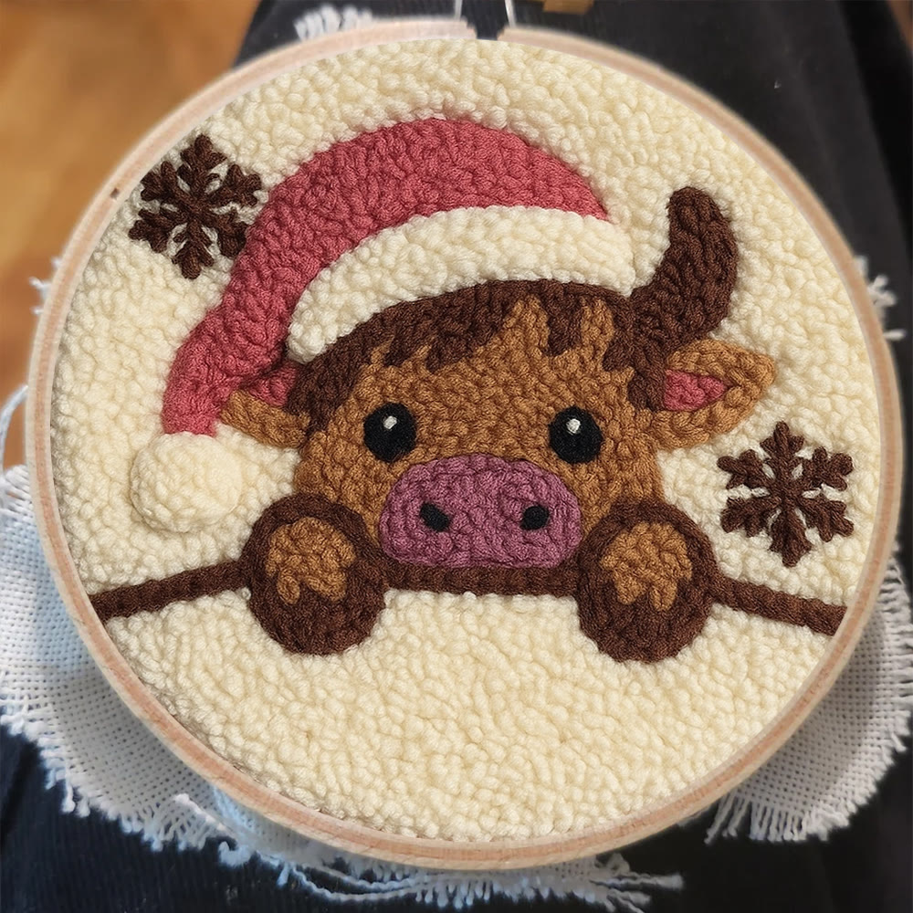 Adorable Cow Punch Needle Kit - Lovely Animal Craft | Christmas Decorative Artwork - image 2