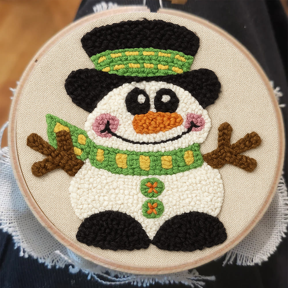 Winter Snowman Punch Needle Kit - Diy Craft For Christmas |  Holiday Decorative Needlepoint  - image 2