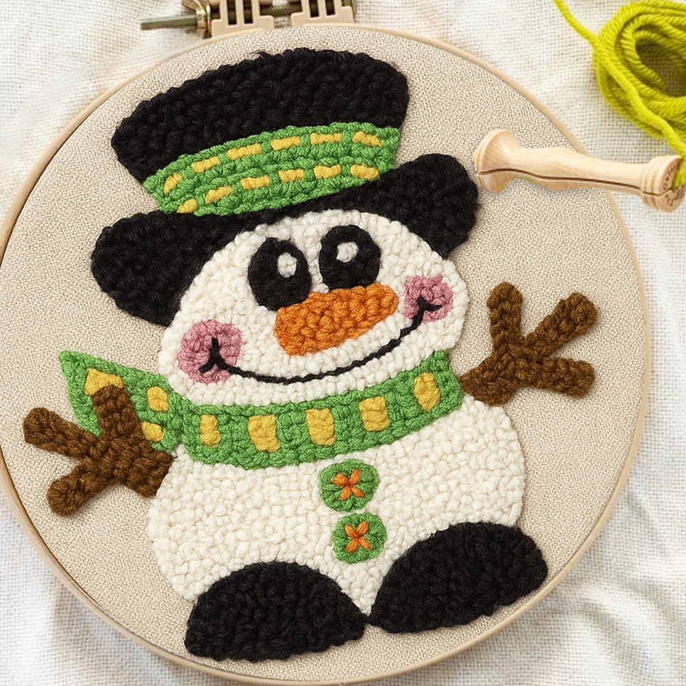 Winter Snowman Punch Needle Kit - Diy Craft For Christmas |  Holiday Decorative Needlepoint  - image 10
