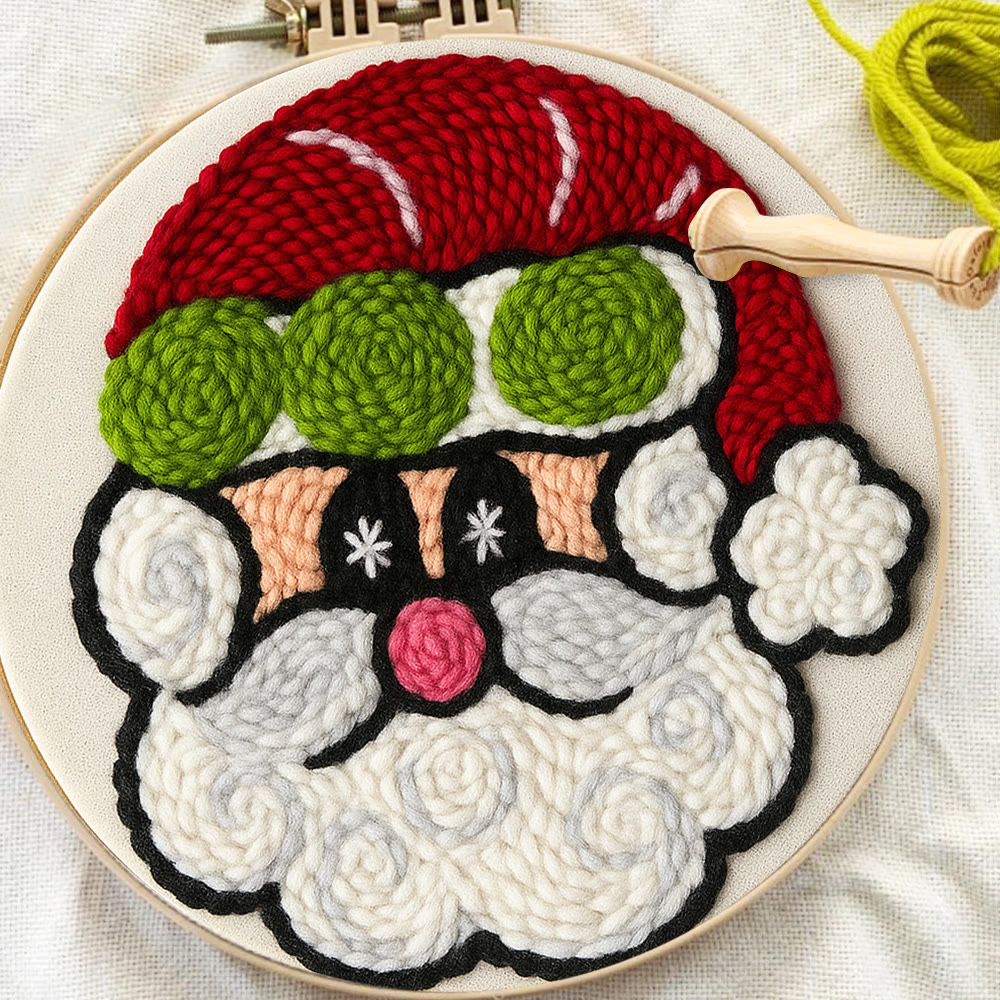  Santa Claus Punch Needle Kit - Adorable Christmas Craft | Perfect Handmade Holiday Gift - image 2