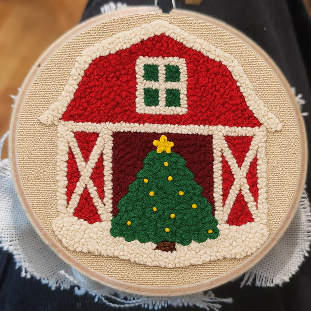 Christmas House Punch Needle Kit - Personalized Holiday Ornament | Home Hanging Art - image 3