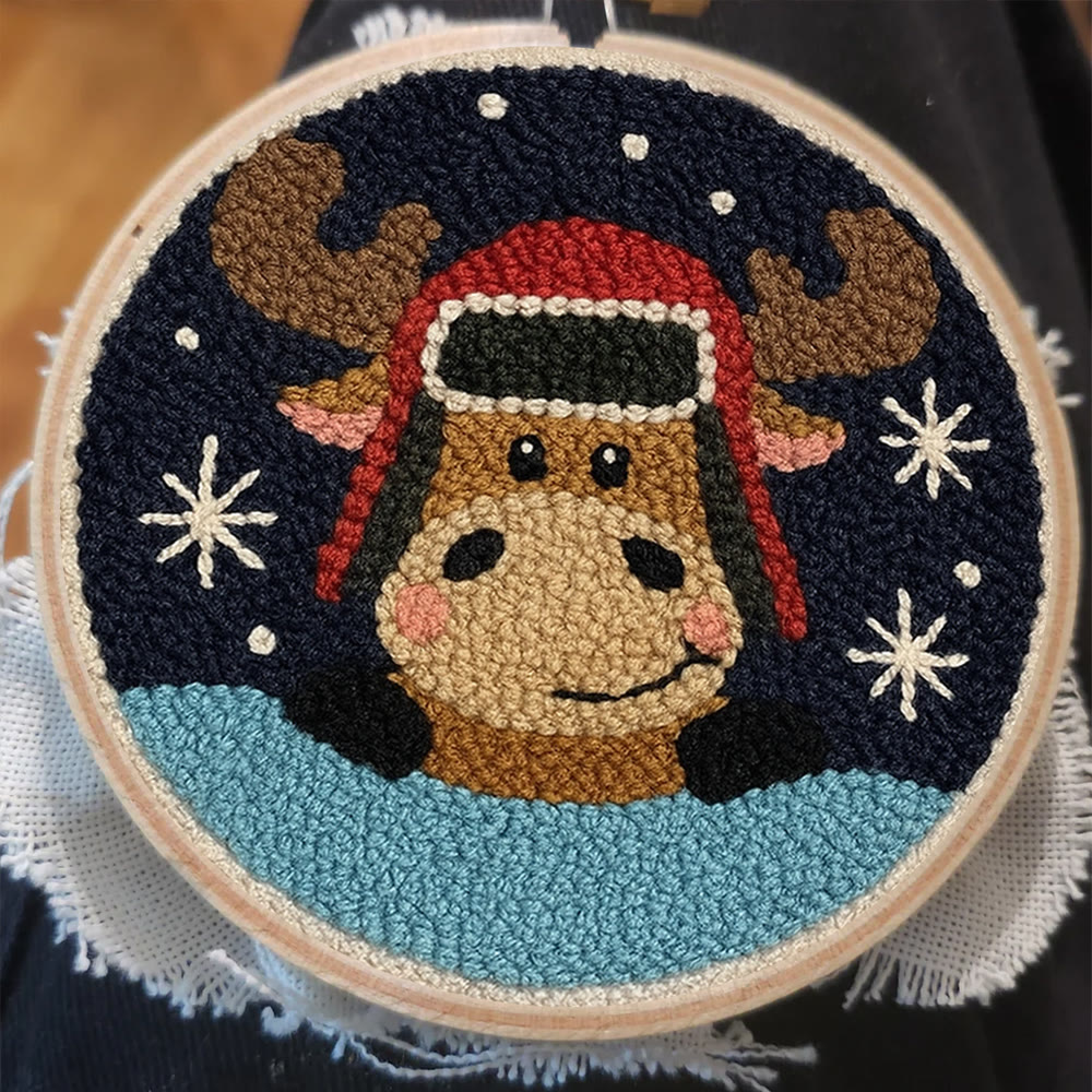  Cute Elk Punch Needle Kit - Handmade Animal Art | Perfect Holiday Gift - image 3