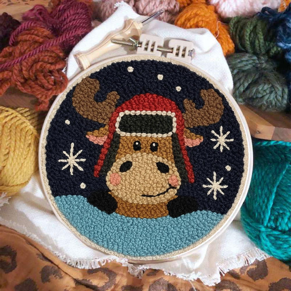  Cute Elk Punch Needle Kit - Handmade Animal Art | Perfect Holiday Gift - image 2