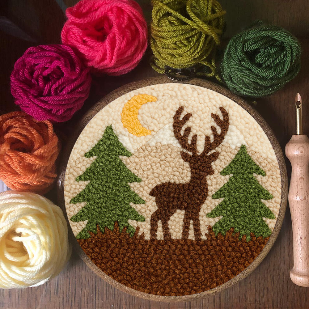 Deer In Forest Punch Needle Kit - Landscape Handmade Collection | Perfect Room Decoration - image 3