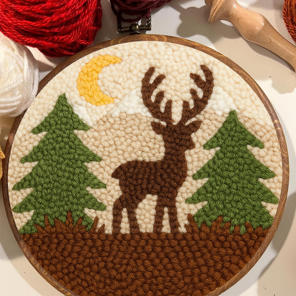 Deer In Forest Punch Needle Kit - Landscape Handmade Collection | Perfect Room Decoration - image 2