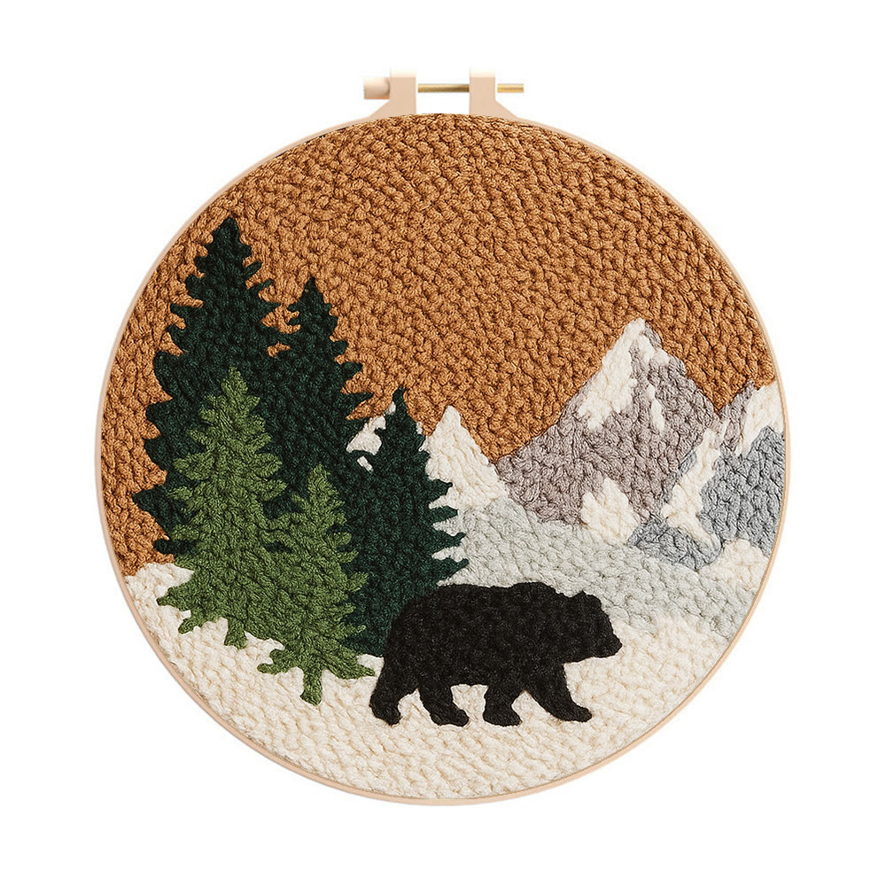 Snow Mountain Punch Needle Kit - Creative Handmade Coaster | Perfect Birthday Gift - 8 inch Hoop Kit - image 1