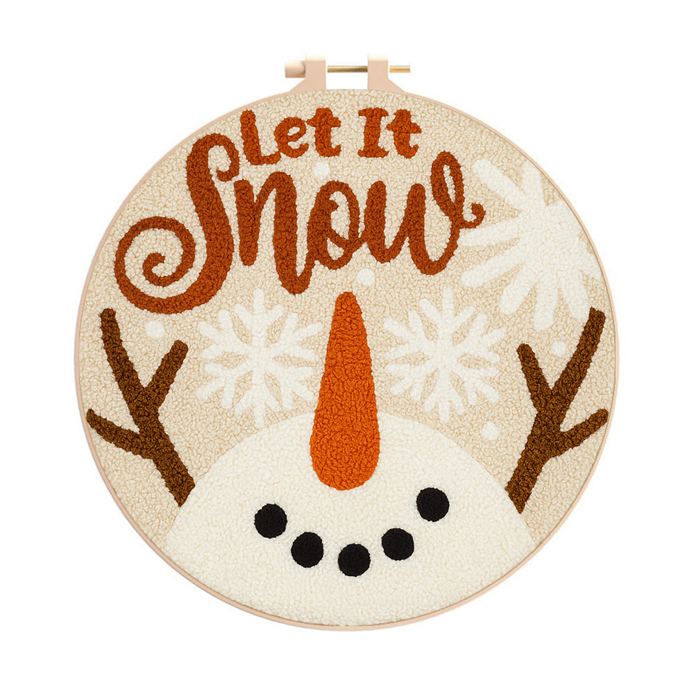 Let It Snow Punch Needle Kit - Diy Winter Handicraft | Perfect Christmas Hanging Art - 8 inch Hoop Kit - image 1