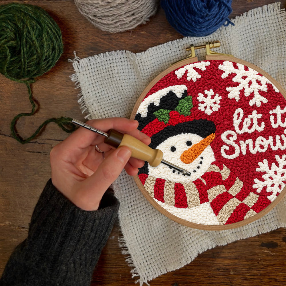 Happy  Snowman Punch Needle Kit - Diy Christmas Collection | Christmas Tree Hanging Art  - image 6