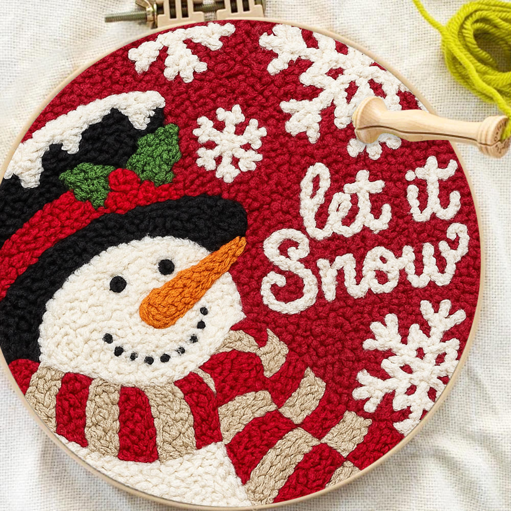 Happy  Snowman Punch Needle Kit - Diy Christmas Collection | Christmas Tree Hanging Art  - image 3