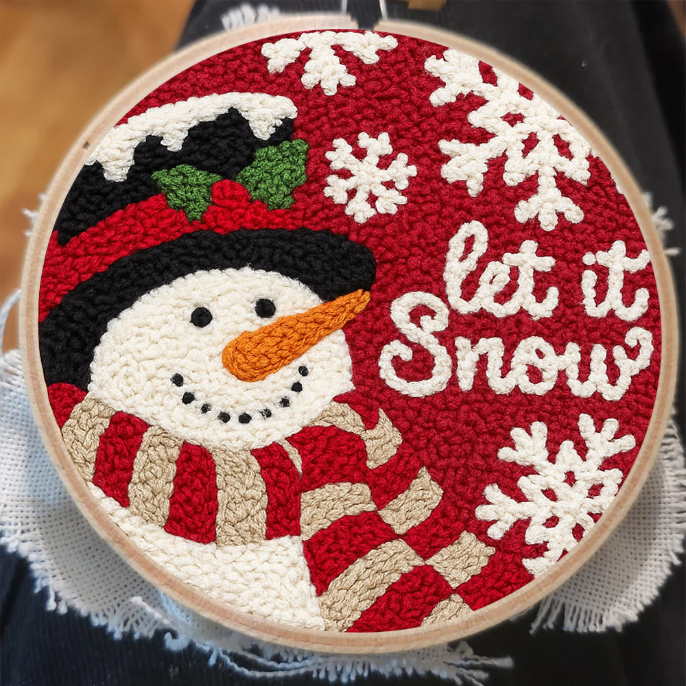 Happy  Snowman Punch Needle Kit - Diy Christmas Collection | Christmas Tree Hanging Art  - image 2