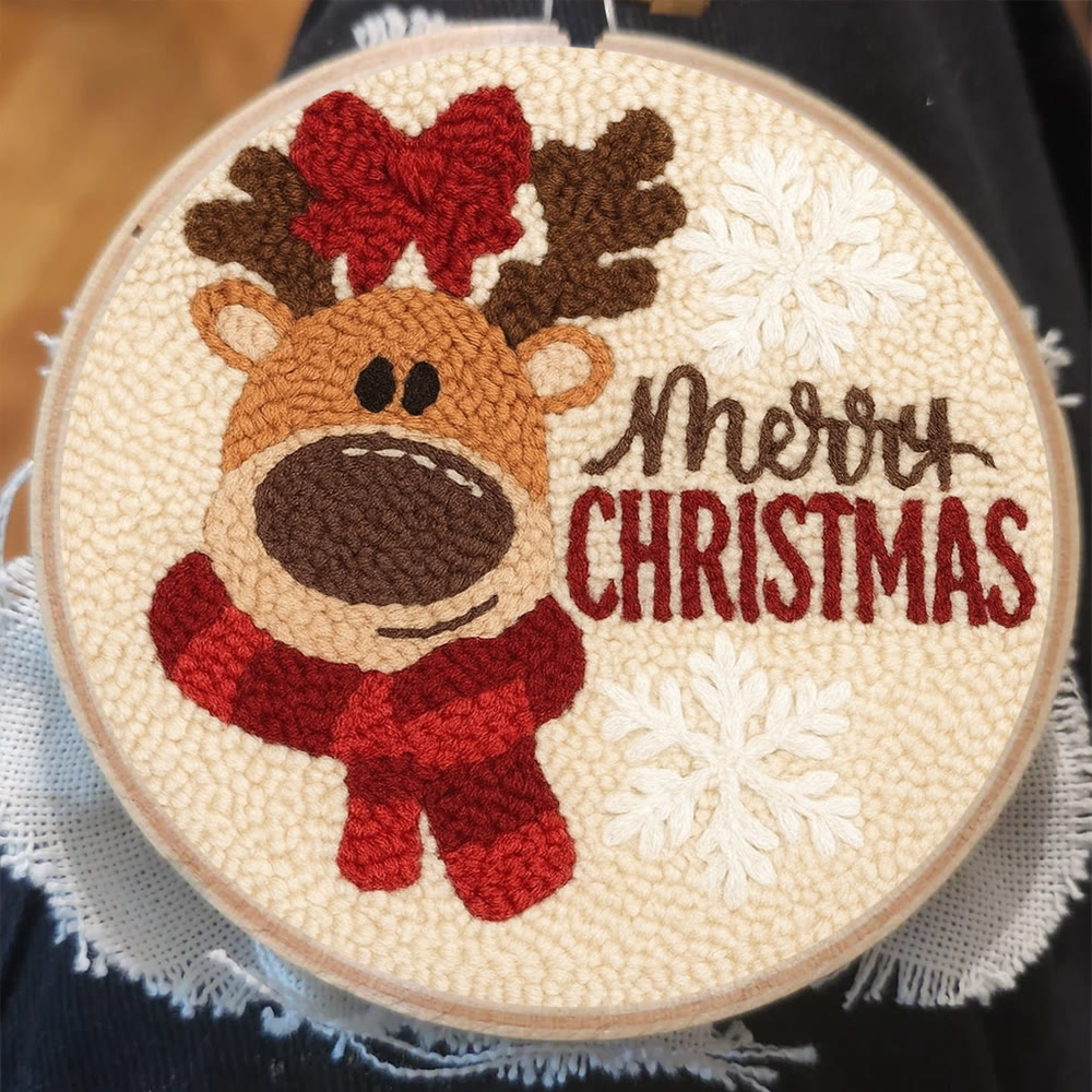 Adorable Reindeer Punch Needle Kit - Handmade Christmas Gift | Beginner Yarn Craft  - image 3