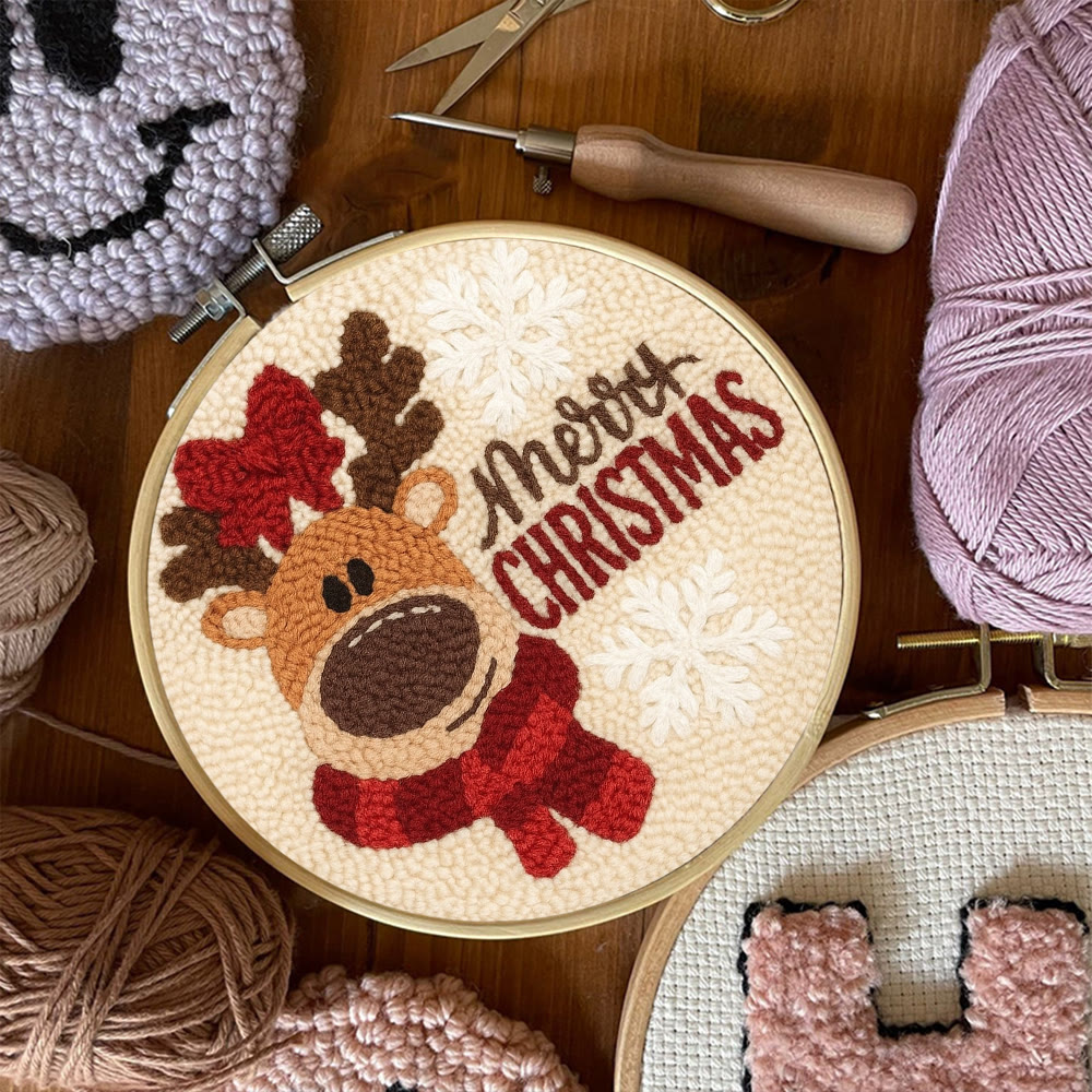 Adorable Reindeer Punch Needle Kit - Handmade Christmas Gift | Beginner Yarn Craft  - image 5