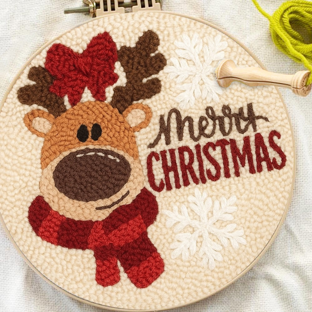 Adorable Reindeer Punch Needle Kit - Handmade Christmas Gift | Beginner Yarn Craft  - image 2