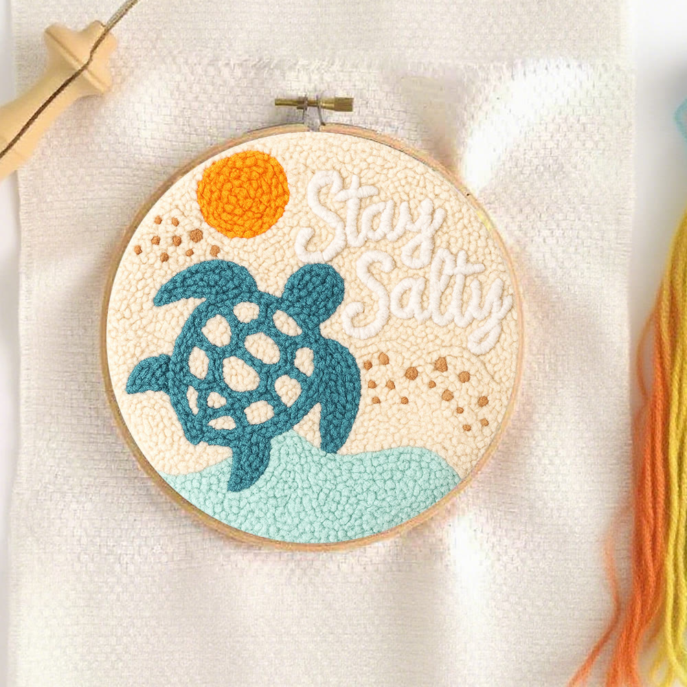 Seaside Turtle Punch Needle Kit - Summer Handmade Decoration |  Diy Needle Craft  - image 3