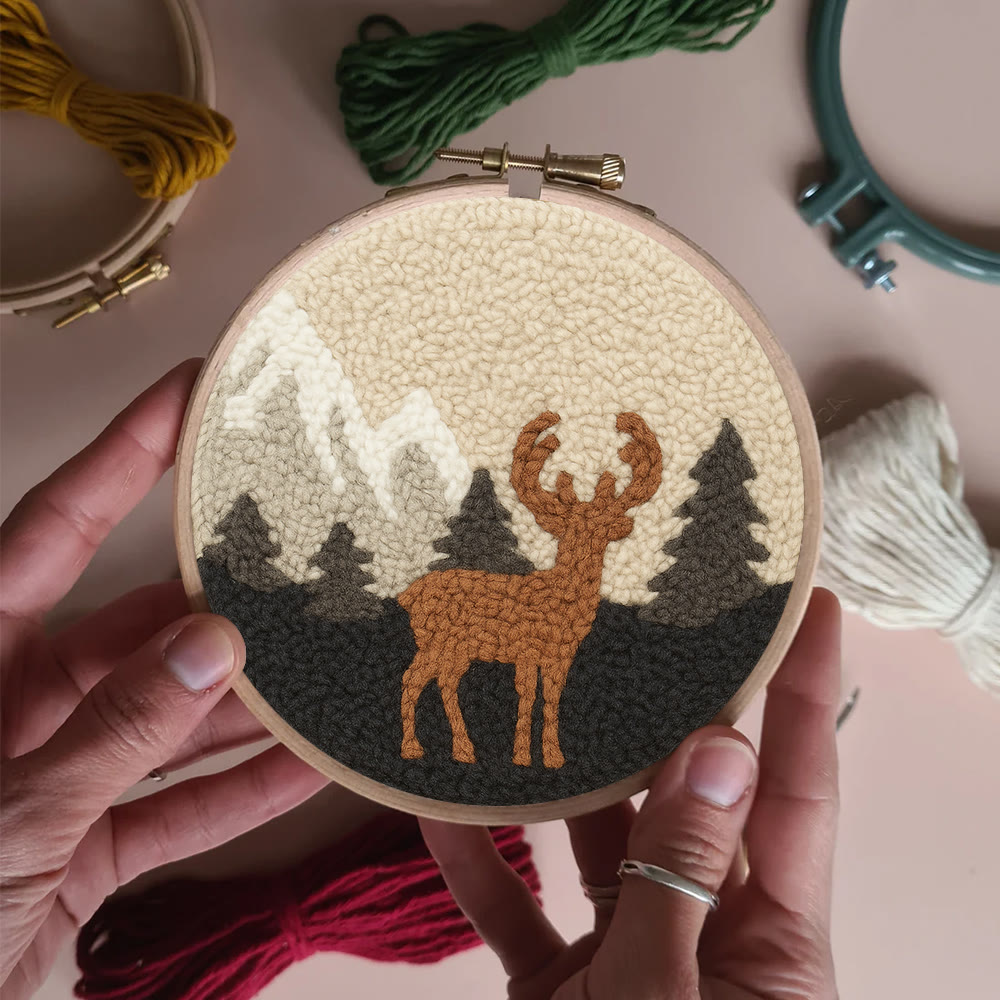  Lonely Deer Punch Needle Kit - Animal Hoop Art | Beginner Needle Craft  - image 4