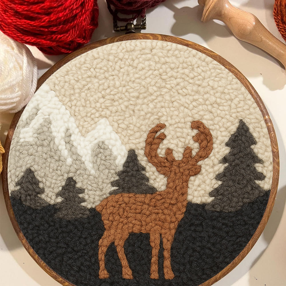  Lonely Deer Punch Needle Kit - Animal Hoop Art | Beginner Needle Craft  - image 2