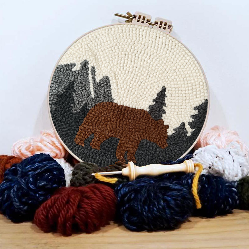 Fierce Bear Punch Needle Kit - Diy Animal Coaster | Nice Desk Decor - image 4