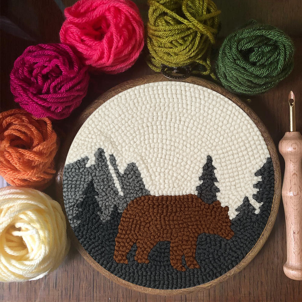 Fierce Bear Punch Needle Kit - Diy Animal Coaster | Nice Desk Decor - image 3